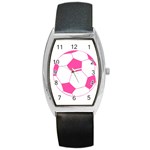 Soccer Ball Pink Tonneau Leather Watch Front