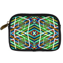 Colorful Geometric Abstract Pattern Digital Camera Leather Case