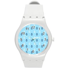 Anchors In Blue And White Plastic Sport Watch (medium) by StuffOrSomething