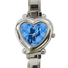 Blue Knight On Plaid Heart Italian Charm Watch  by StuffOrSomething