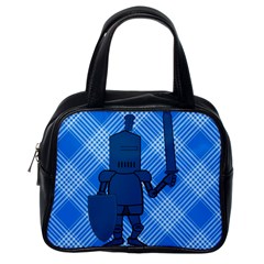 Blue Knight On Plaid Classic Handbag (one Side) by StuffOrSomething