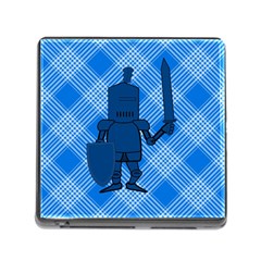 Blue Knight On Plaid Memory Card Reader With Storage (square) by StuffOrSomething