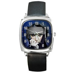 Fibro Brain Square Leather Watch by FunWithFibro