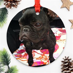 French Bulldog Sitting Round Ornament by StuffOrSomething