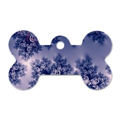 Pink And Blue Morning Frost Fractal Dog Tag Bone (one Sided) by Artist4God