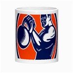 Bodybuilder Lifting Kettlebell Woodcut Morph Mug Center