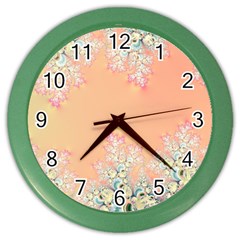 Peach Spring Frost On Flowers Fractal Wall Clock (color) by Artist4God