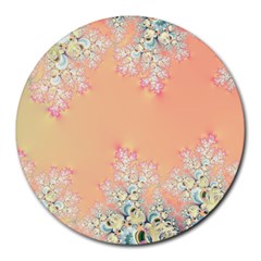 Peach Spring Frost On Flowers Fractal 8  Mouse Pad (round) by Artist4God