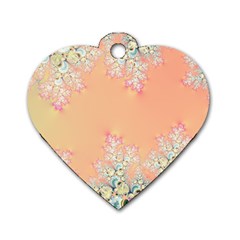 Peach Spring Frost On Flowers Fractal Dog Tag Heart (one Sided)  by Artist4God