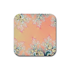 Peach Spring Frost On Flowers Fractal Drink Coaster (square) by Artist4God