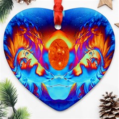 Escape From The Sun Heart Ornament (two Sides) by icarusismartdesigns