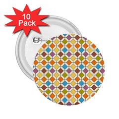 Colorful Rhombus Pattern 2 25  Button (10 Pack) by LalyLauraFLM