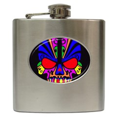 Skull In Colour Hip Flask by icarusismartdesigns