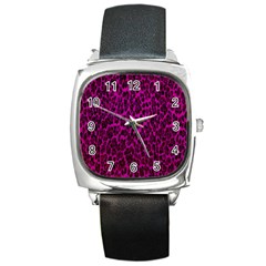 Pink Cheetah  Square Leather Watch by OCDesignss