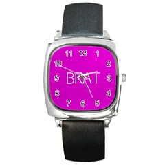 Brat Pink Square Leather Watch by OCDesignss