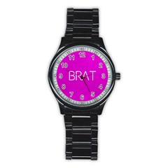 Brat Pink Sport Metal Watch (black) by OCDesignss