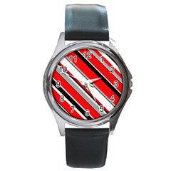 Pattern Round Leather Watch (silver Rim) by Siebenhuehner