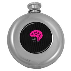 All Brains Blk Pink Hip Flask (round) by OCDesignss