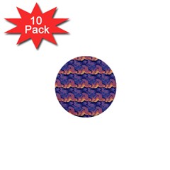 Pink Blue Waves Pattern 1  Mini Button (10 Pack)  by LalyLauraFLM