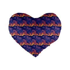 Pink Blue Waves Pattern 16  Premium Heart Shape Cushion  by LalyLauraFLM