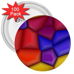 3d Colorful Shapes 3  Button (100 Pack) by LalyLauraFLM