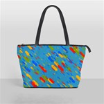 Colorful shapes on a blue background Classic Shoulder Handbag Front