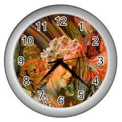 Autumn Wall Clock (silver) by icarusismartdesigns