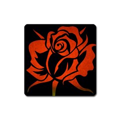 Red Rose Etching On Black Magnet (square) by StuffOrSomething