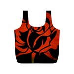 Red Rose Etching On Black Reusable Bag (S) Back