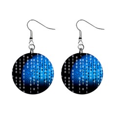 Binary Rain Mini Button Earrings by StuffOrSomething