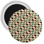 Brown green rectangles pattern 3  Magnet Front