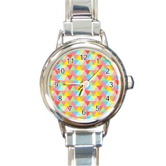 Triangle Pattern Round Italian Charm Watch by Kathrinlegg