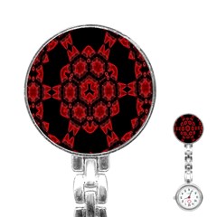 Red Alaun Crystal Mandala Stainless Steel Nurses Watch by lucia