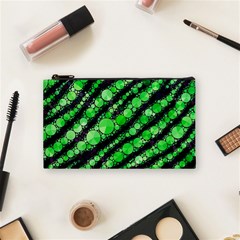 Florescent Green Tiger Bling Pattern  Cosmetic Bag (small) by OCDesignss