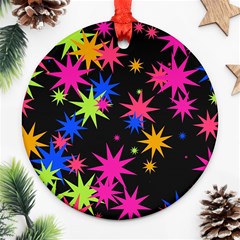 Colorful Stars Pattern Round Ornament (two Sides) by LalyLauraFLM