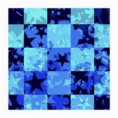 Blue Star Checkers Glasses Cloth (medium, Two Sided) by ArtistRoseanneJones