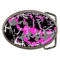 Pink Scene Kid Belt Buckle (oval) by ArtistRoseanneJones