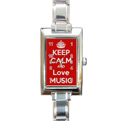 Keep Calm And Love Music 5739 Rectangular Italian Charm Watch by SuperFunHappyTime