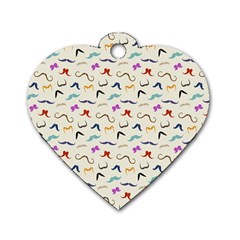 Mustaches Dog Tag Heart (one Sided)  by boho