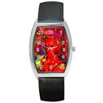 Mardi Gras Tonneau Leather Watch Front