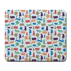 Blue Colorful Cats Silhouettes Pattern Large Mousepads by Contest580383