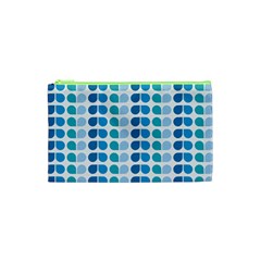 Blue Green Leaf Pattern Cosmetic Bag (xs) by GardenOfOphir