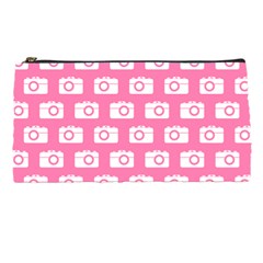 Pink Modern Chic Vector Camera Illustration Pattern Pencil Cases by GardenOfOphir