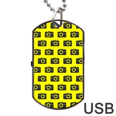 Modern Chic Vector Camera Illustration Pattern Dog Tag Usb Flash (two Sides)  by GardenOfOphir