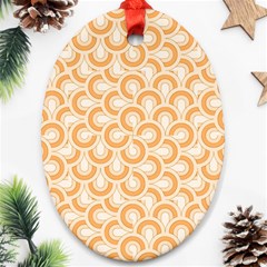 Retro Mirror Pattern Peach Oval Ornament (two Sides)