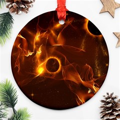 Fire And Flames In The Universe Ornament (round)  by FantasyWorld7