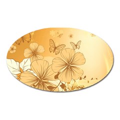 Wonderful Flowers With Butterflies Oval Magnet by FantasyWorld7