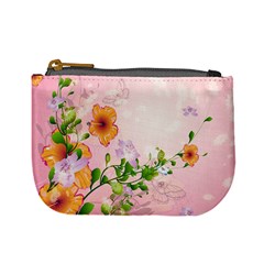 Beautiful Flowers On Soft Pink Background Mini Coin Purses by FantasyWorld7