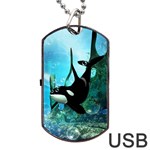 Orca Swimming In A Fantasy World Dog Tag USB Flash (Two Sides)  Front