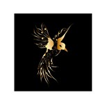 Beautiful Bird In Gold And Black Small Satin Scarf (Square)  Front